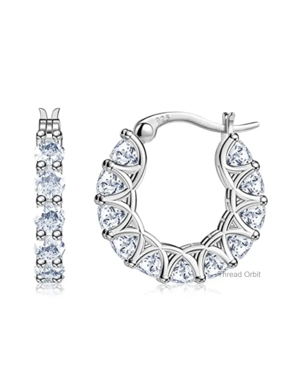 Sterling Silver Cubic Zirconia Hoop Earrings Huggies